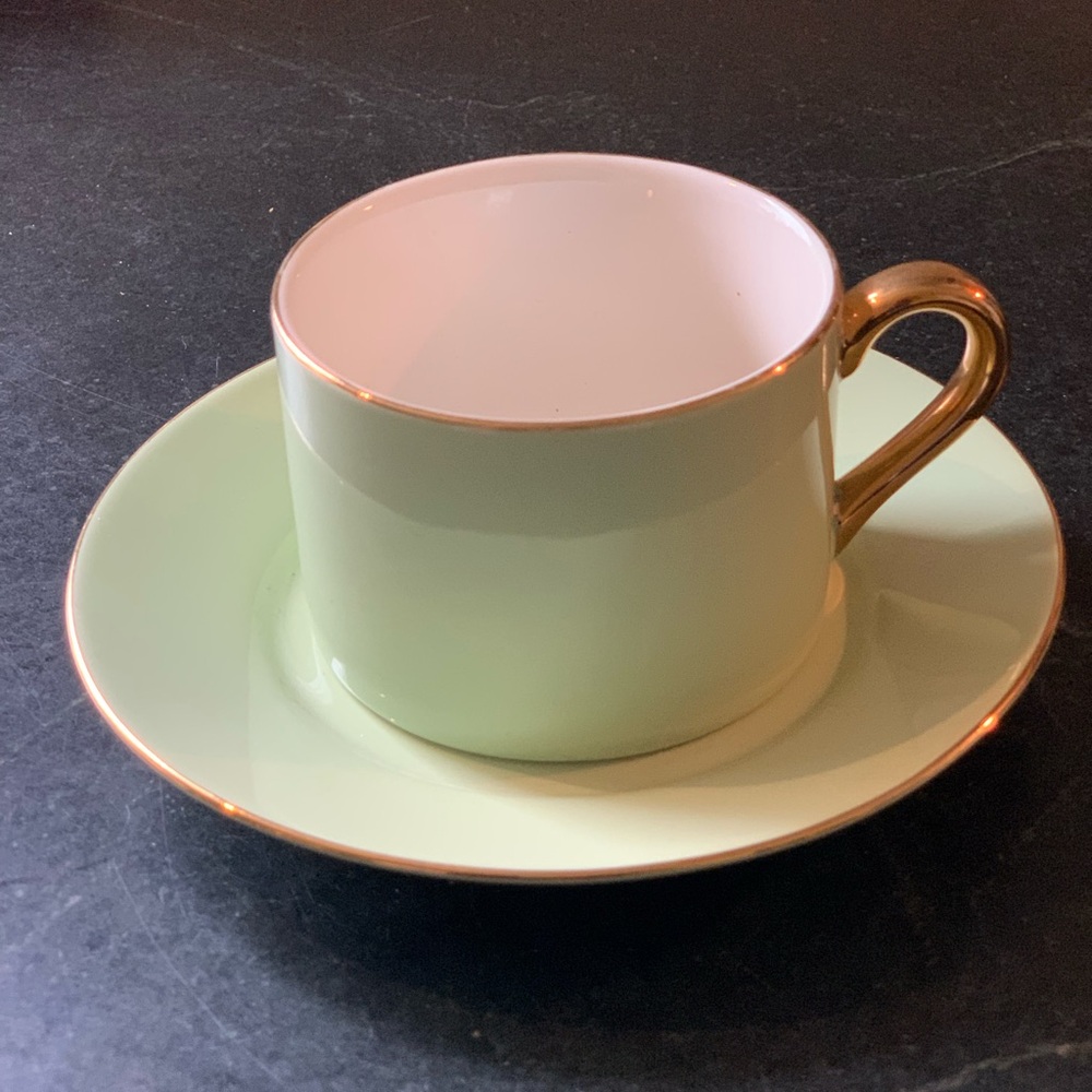 CLASSIC COFFEE & TEA | Mint Green & Gold | Coffee/Tea Cup and Saucer